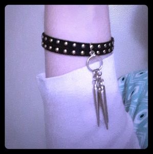 Rocker studded suede bracelet
